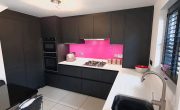 Black with Flamboyant Pink Glass